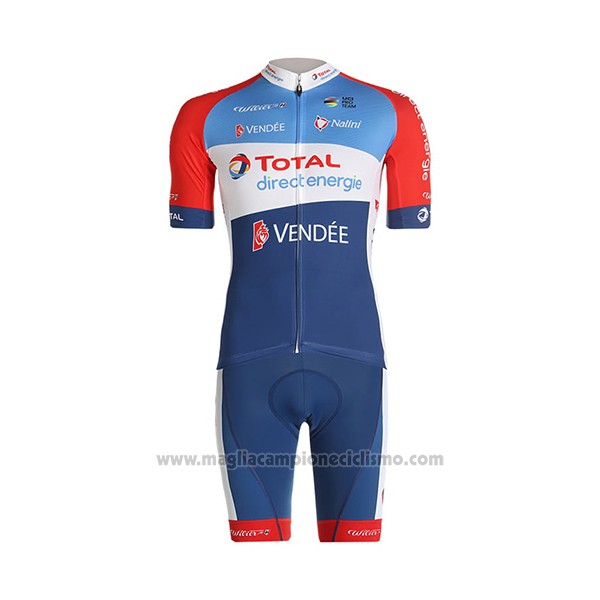 2021 Abbigliamento Ciclismo Direct Energie Blu Rosso Bianco Manica Corta e Salopette